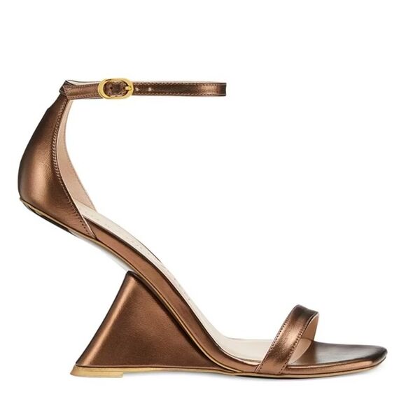 Stuart Weitzman Shoes - Stuart Weitzman Nudistrebel Sculptural in Liquid Metallic Bronze Leather Size 11